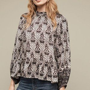 NEW ANTHROPOLOGIE Ingalls Silk Swing Blouse sz M